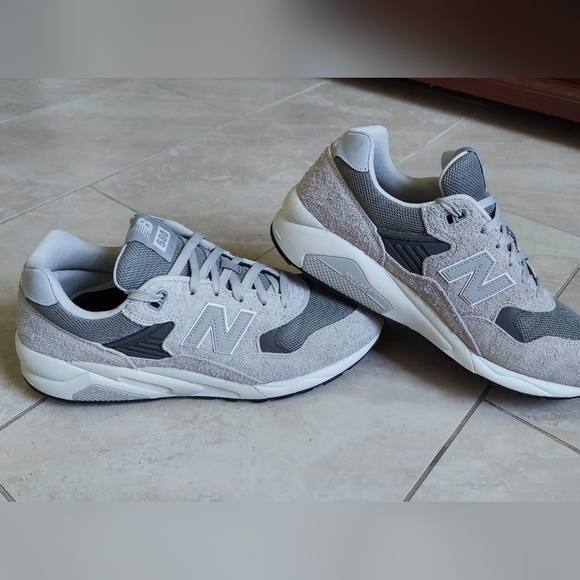 New Balance 580 Raincloud Grey/White Suede & Mesh Sneakers - Men's Size 13 - Picture 4 of 13